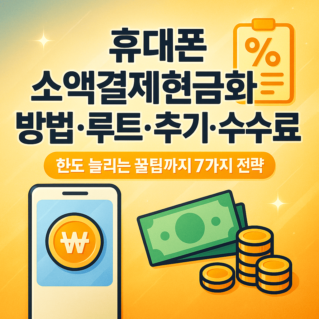 휴대폰 소액결제현금화 방법·루트·후기·수수료 총정리 – 한도 늘리는 꿀팁까지 7가지 전략